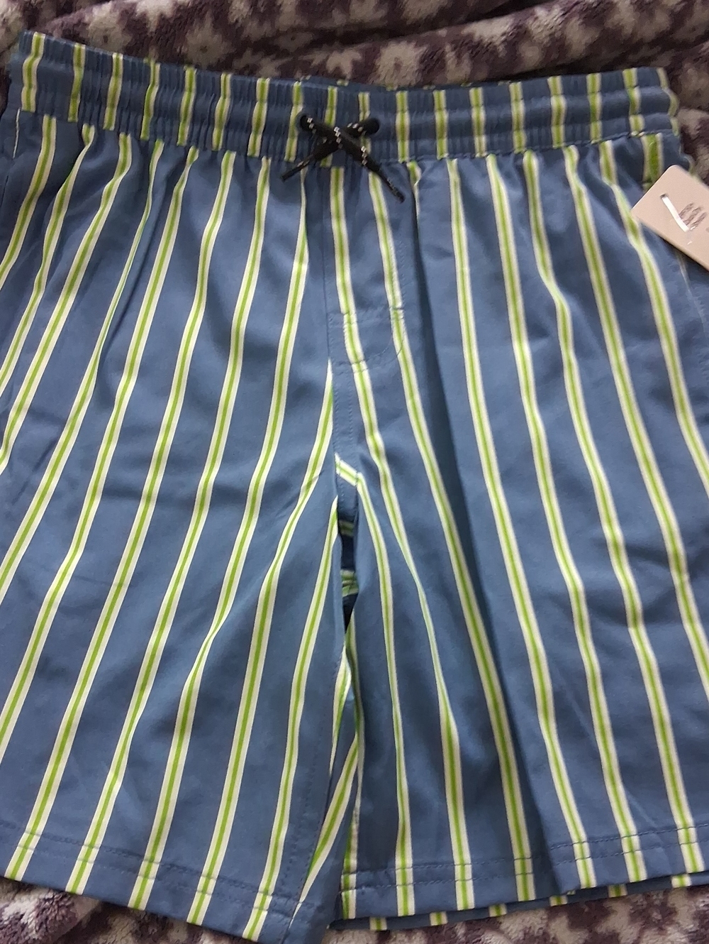 Blue and Green Striped Kids Swim Trunks!